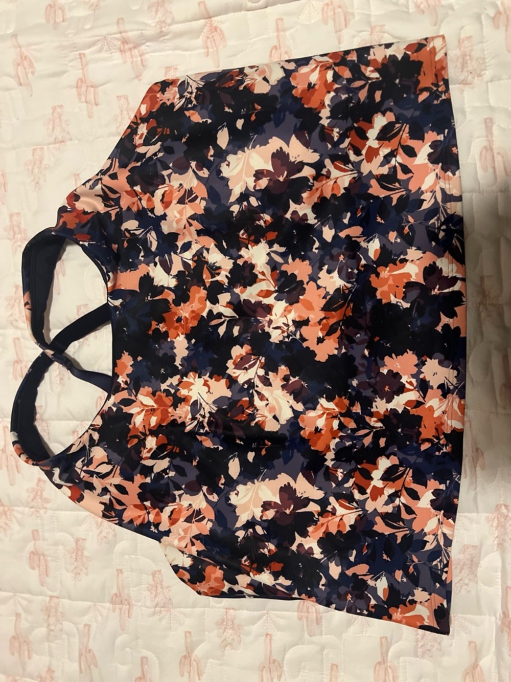 Old Navy Active Floral Strappy Tank in Navy and Coral